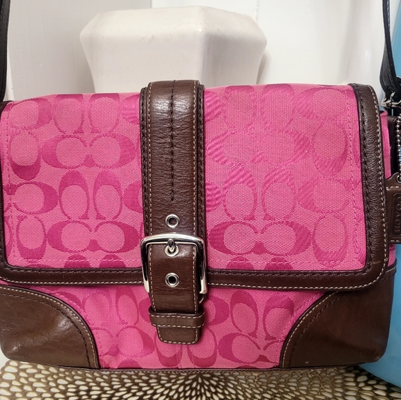 Coach Y2K SOHO Signatute C Pink Brown Leather - Picture 4 of 8